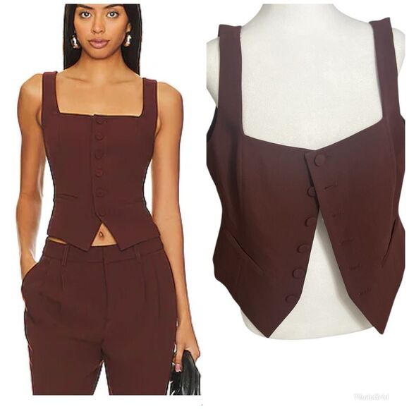 PAIGE Irene Square Neck Vest Brown 12
Large Extra Large Buttons - Picture 1 of 11